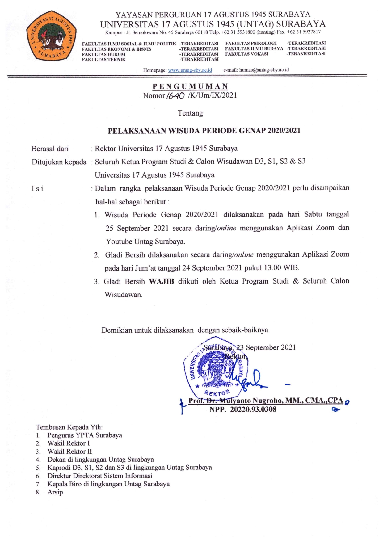 PELAKSANAAN WISUDA 2021 PROGRAM STUDI EKONOMI PEMBANGUNAN PERIODE GENAP 2020/2021